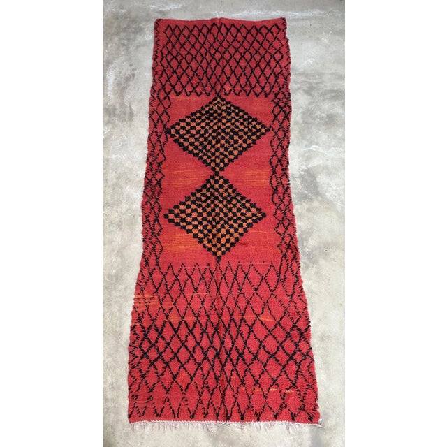 Textile Red Vintage Moroccan Runner Rug For Sale - Image 7 of 10