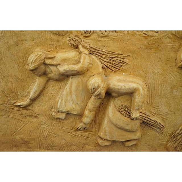 Bucci Melandri School The Gleaners Bas-Relief Plaque in Ceramic Faenza by Aldo Bacchilega, Italy, Early 1900s For Sale - Image 11 of 18