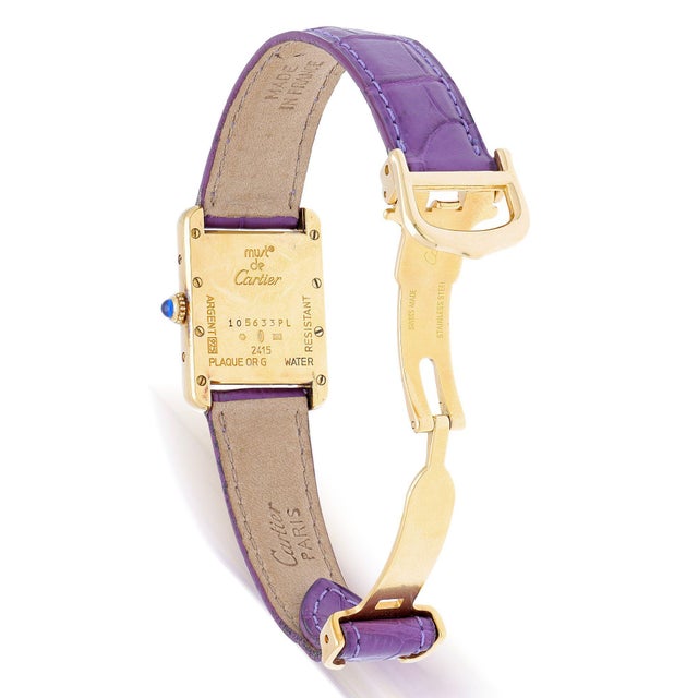 Cartier Must De Cartier Tank 2415 Japan Limited Purple Checkerboard Dial Vermeil For Sale - Image 13 of 16