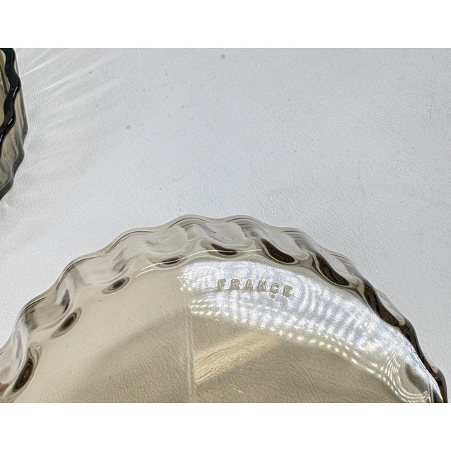 Mid-Century Modern Vintage Arcopal France Smoked Glass 4.25" Tart Dishes - Set of 8 For Sale - Image 3 of 5
