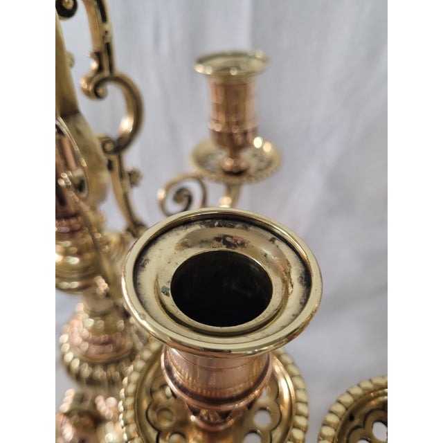 Brass Antique Brass and Bronze Candelabra Set For Sale - Image 8 of 11