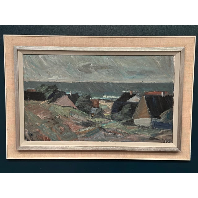 Original Swedish Oil on Canvas – “Village” by Carl Berndtsson – Signed – Vintage & Framed – 86 × 58 cm (33.9" × 22.8")...
