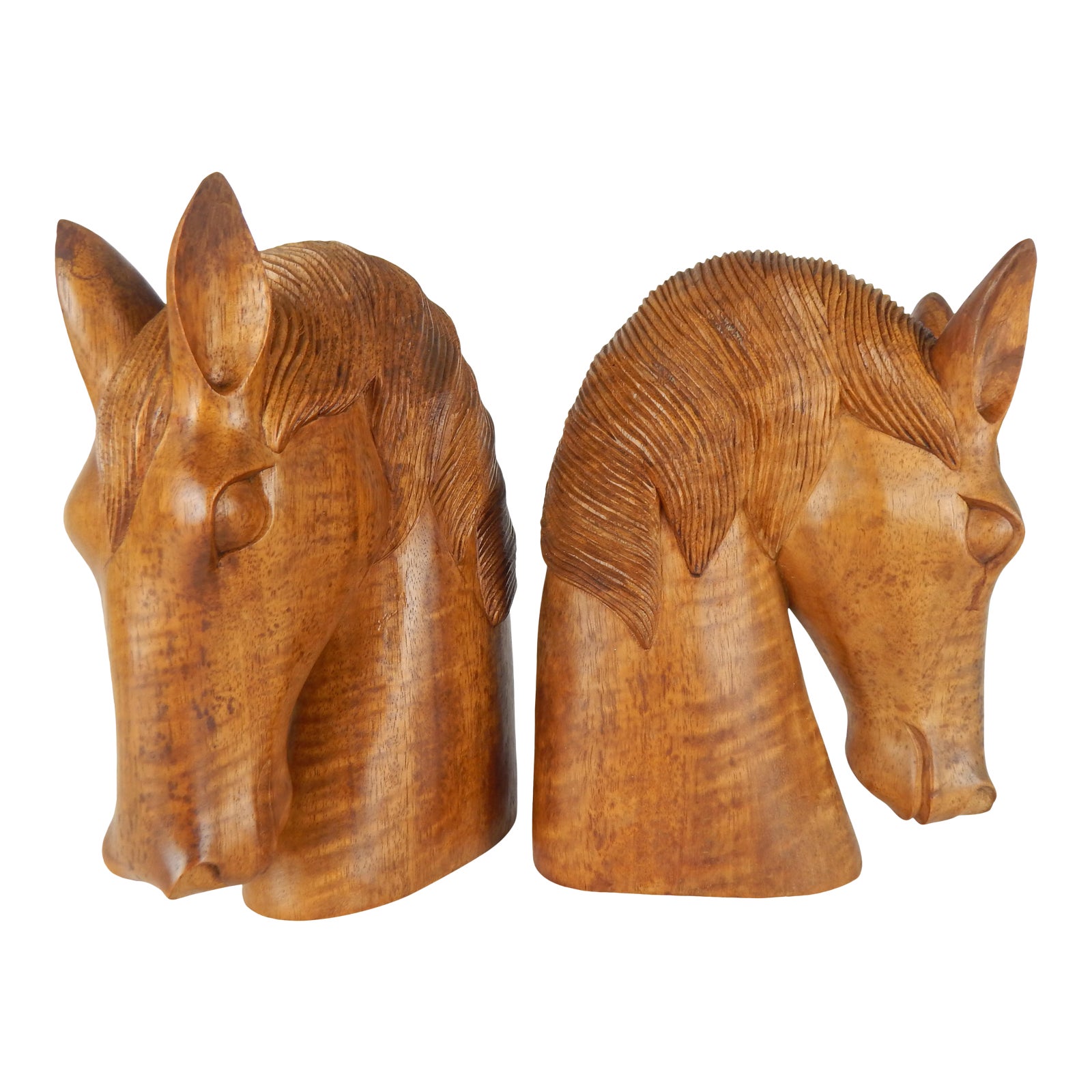 Carved Wood Horse Heads, a Pair Chairish
