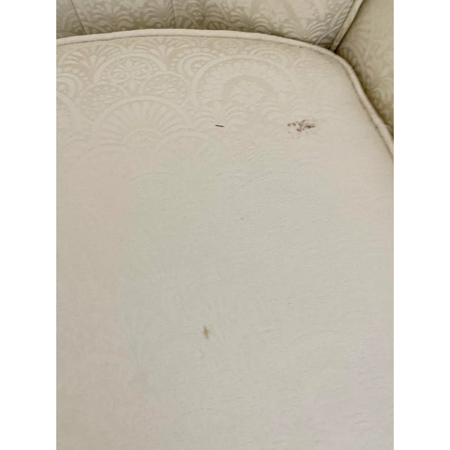 Mid 20th Century White on White Damask Swivel Rockers - Set of 2 For Sale - Image 9 of 10
