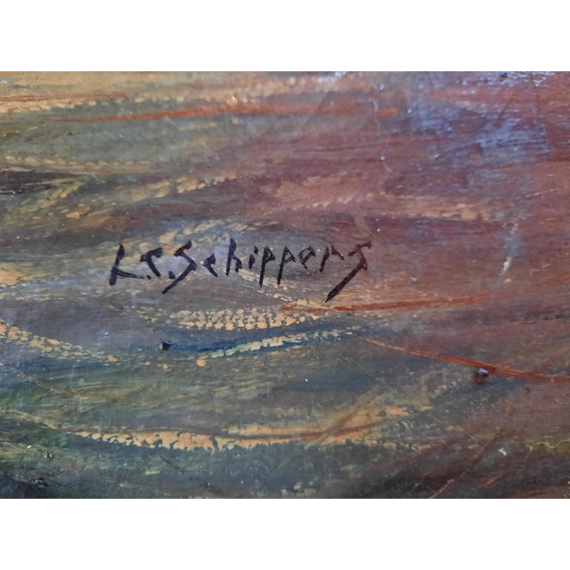 Late 19th Century 19th/20th-Century European Coastal Marine Oil Painting Signed l.s. Schippers For Sale - Image 5 of 6