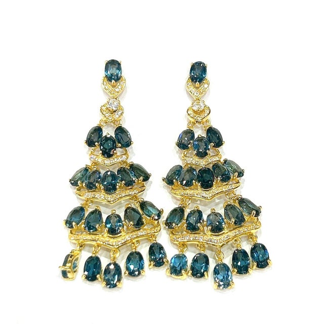 Bochic “Capri” Vintage London Topaz & White Topaz Earrings Set In 18K Gold & Silver From the “Capri” collection Natural...