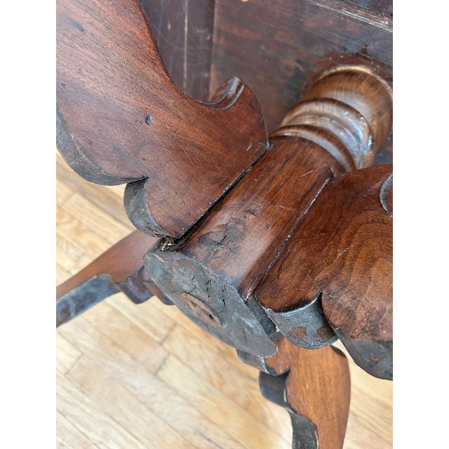 Vintage Victorian-Style Round Wood Pedestal Coffee Table. For Sale - Image 6 of 8