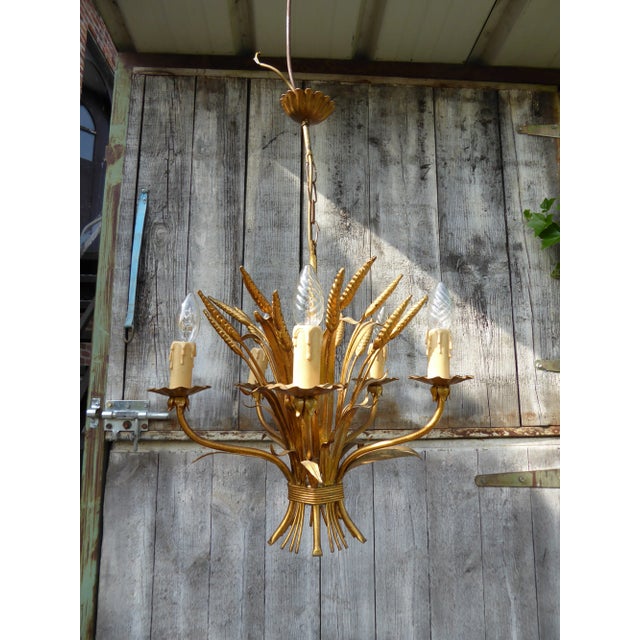 Mid-Century Sheaf of Wheat Chandelier For Sale - Image 7 of 8