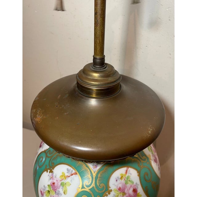 Large Antique Louis XVI Sevres Painted Porcelain Bronze Electric Table Lamp Vase For Sale - Image 9 of 12