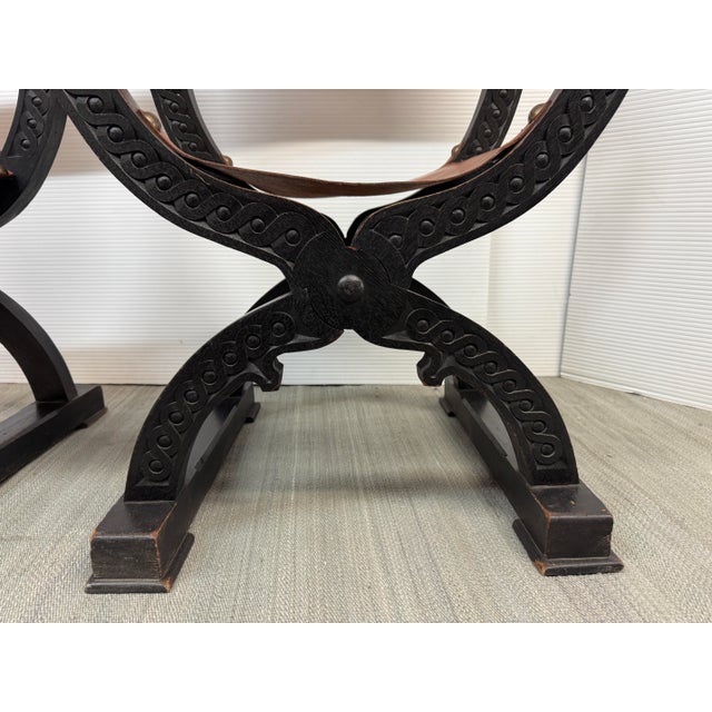 Wood Renaissance-Style Savonarola Chairs, Pair For Sale - Image 7 of 12