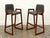 Mid-Century Modern 1960s Pair Danish Modern Teak Barstools - Mid Century Upholstered Bar Stools For Sale - Image 3 of 9