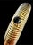 2010s Judith Leiber Gold Ribbed Half Oval Onyx Gem Crystal Minaudiere Evening Bag For Sale - Image 5 of 15