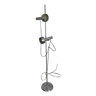 Space Age 2-Light Floor Lamp in Brushed Metal, Italy, 1960s For Sale