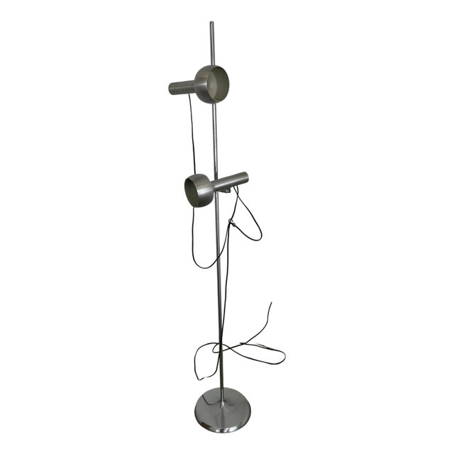 Space Age 2-Light Floor Lamp in Brushed Metal, Italy, 1960s For Sale