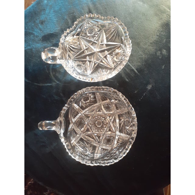 Pair of 1920s American Brilliant Cut Glass Nappy Dish Set For Sale - Image 4 of 8
