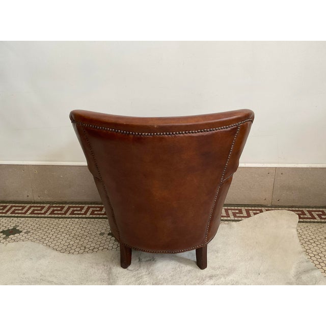 Vintage Distressed Brown Leather Club Chair For Sale - Image 4 of 17
