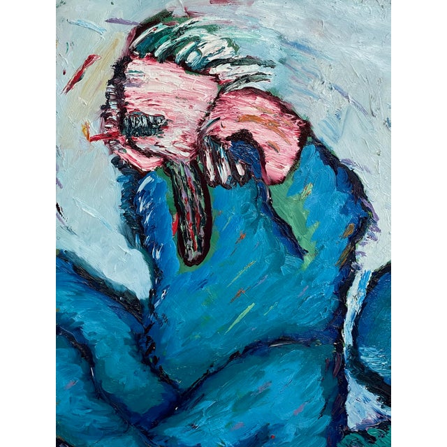 1980s Vintage Abstract Original Oil Painting on Board For Sale - Image 5 of 8