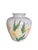 Vintage 1990s Studio Pottery Hand painted purple Vase with a botanical pattern on all sides Opening 4" x 4" Base 5" x 5"