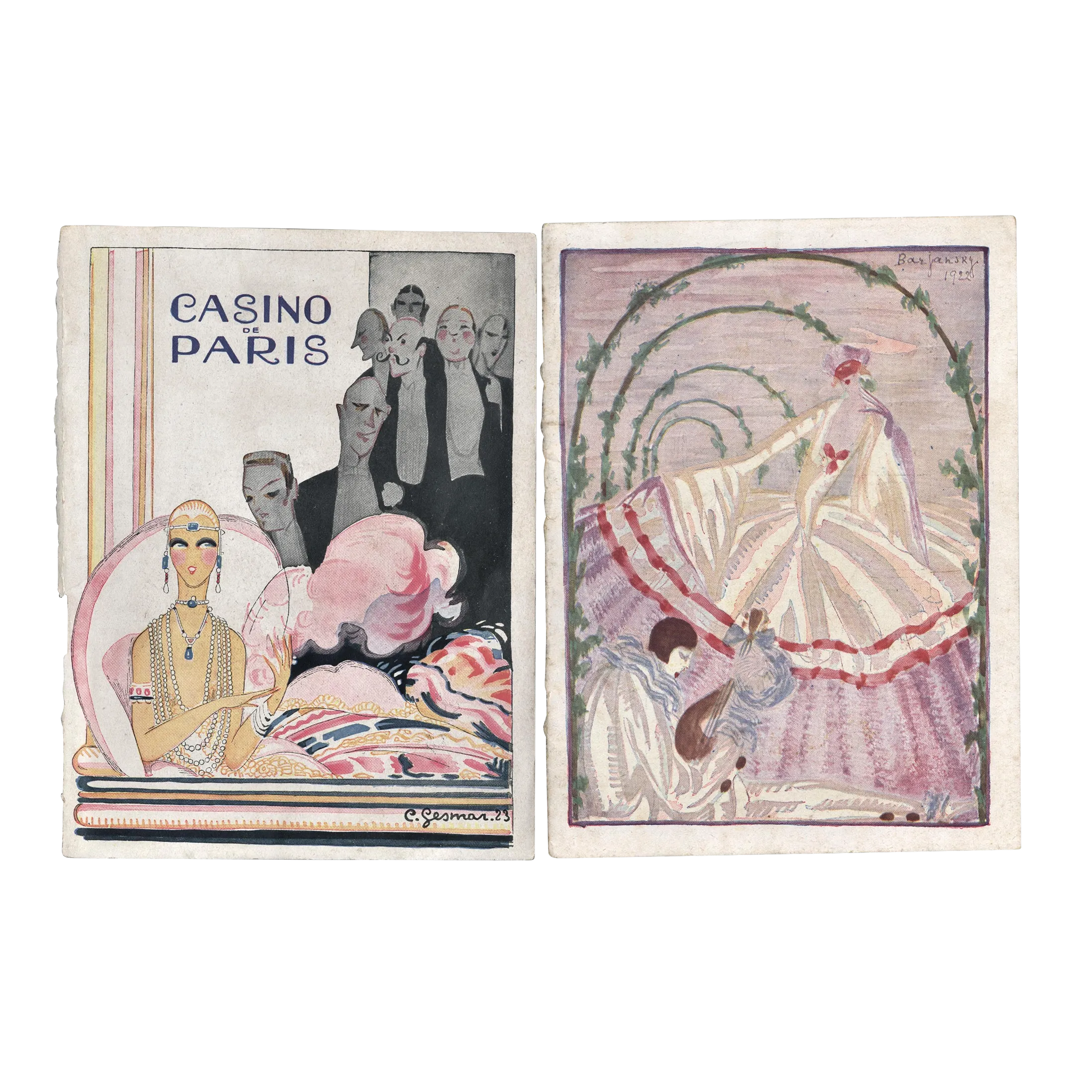 Set of 2-Rare 1922 Antique French Art Deco Theater Music