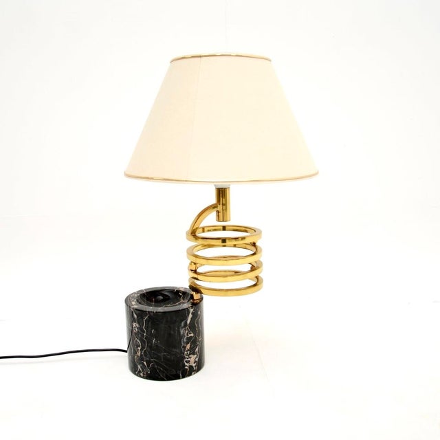 An absolutely stunning vintage Italian marble and brass table lamp by Banci Firenze. This was made in Italy, it dates from...