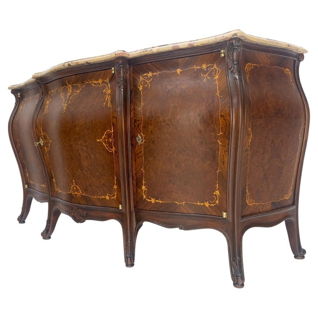 Very Fine Extra Large French Inlaid Bombe 3 Doors Dresser Fitted Drawers MINT For Sale - Image 11 of 18