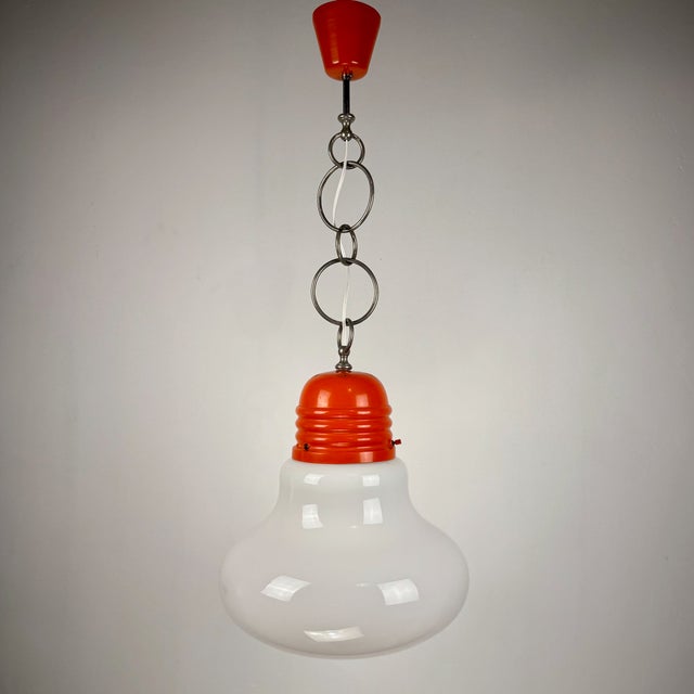 Orange Mid-Century Modern Italian Bulb Pendant Light, 1970s For Sale - Image 8 of 8