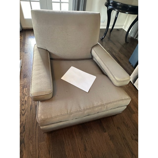 Wood 21st Century Transitional Designer Arm Chair With Deep Seat and Contemporary Styling For Sale - Image 7 of 9