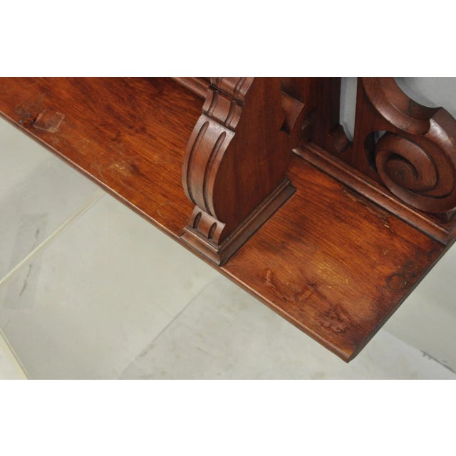 Antique Eastlake Victorian Carved Walnut Oval Mirror Sideboard Backsplash Shelf For Sale - Image 11 of 18