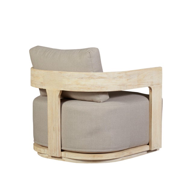 2020s Eclipse Outdoor Solid Teak Wood Chair - Light Brown Fabric For Sale - Image 5 of 12