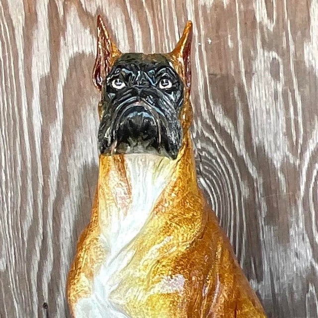 Vintage Boho Italian Glazed Ceramic Boxer For Sale - Image 13 of 13