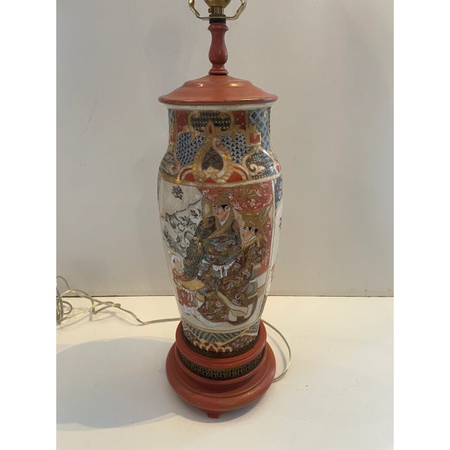 Vintage 1970s Ceramic Chinese Lamp For Sale - Image 4 of 10