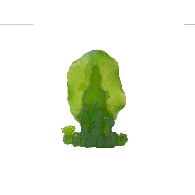 Lime 6.5" Lime Green Frosted Crystal Glass Bodhisattva Guanyin Figure For Sale - Image 8 of 11