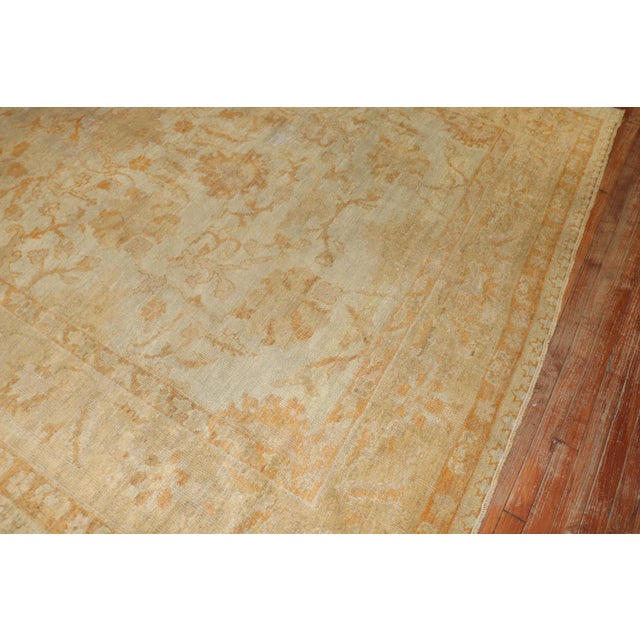 Antique Zabihi Collection Pale Turkish Oushak Room Size Carpet For Sale In New York - Image 6 of 11