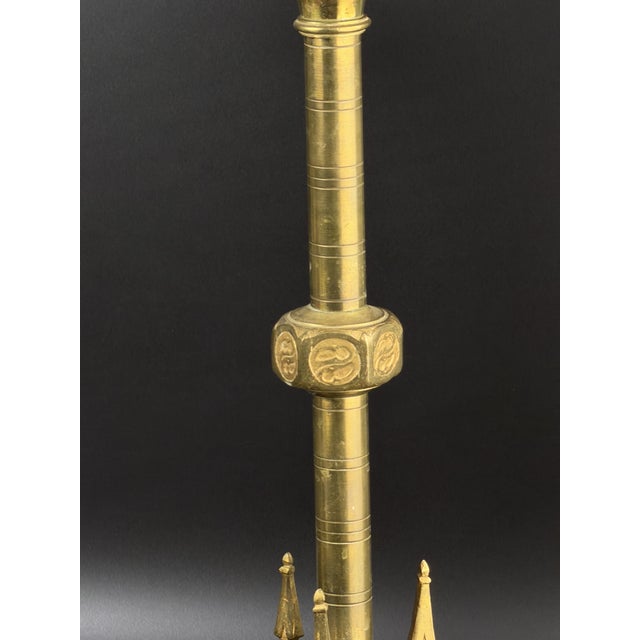 Antique Gothic Revival Church Candlesticks in Bronze, 1860s, Set of 2 For Sale - Image 3 of 7