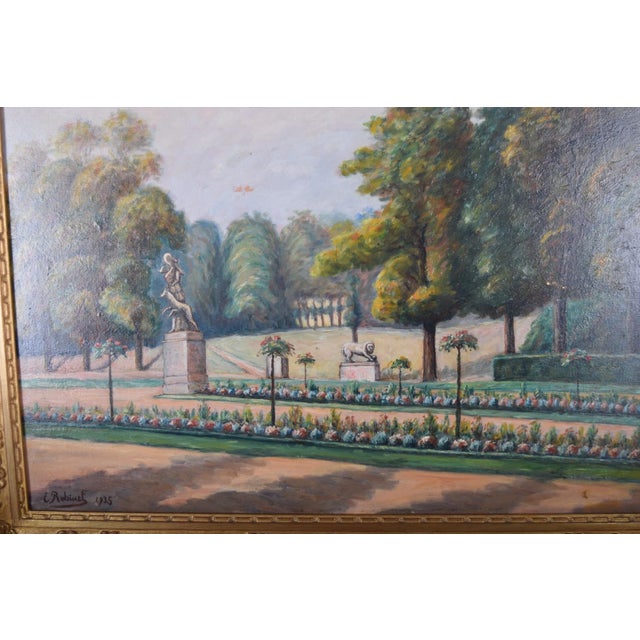 E. Robinef, French Park Landscape, Oil Painting, 1935 For Sale - Image 6 of 9