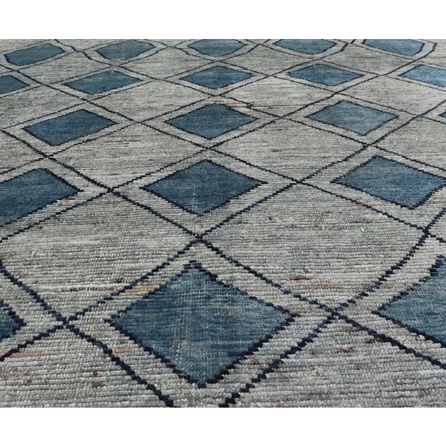 Modern Design Tribal Rug by Keivan Woven Arts With Diamond Pattern For Sale - Image 4 of 12