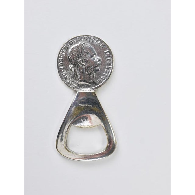 Silvered Brass Bottle Opener Habsburg 2 Florin Coin attributed to Carl Auböck, Austria 1950 For Sale - Image 9 of 18