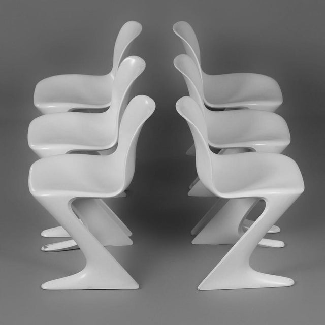 1970s White Kangaroo Chairs by Ernst Moeckl for Horn, 1960s, Set of 6 For Sale - Image 5 of 11