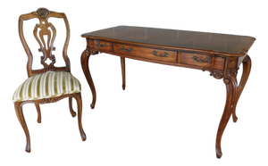 Weiman Tables French Louis XV Style ⁣⁣⁣Parquetry Inlaid Writing Desk 52"w