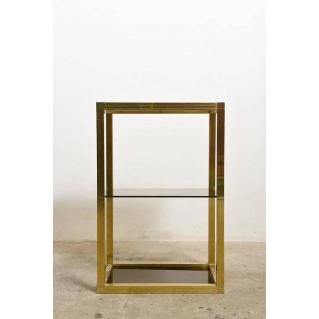 Metal Vintage Italian Brass and Smoked Glass Vitrine, 1970s For Sale - Image 7 of 8