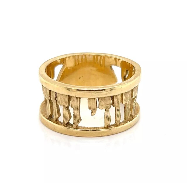 Late 20th Century I am my beloved's and my beloved is mine 14k Yellow Gold Wide Band Ring, Size 8.5 For Sale - Image 4 of 5