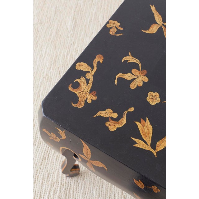 Chinoiserie Style Black Lacquer Parcel Gilt Center Table For Sale - Image 10 of 13