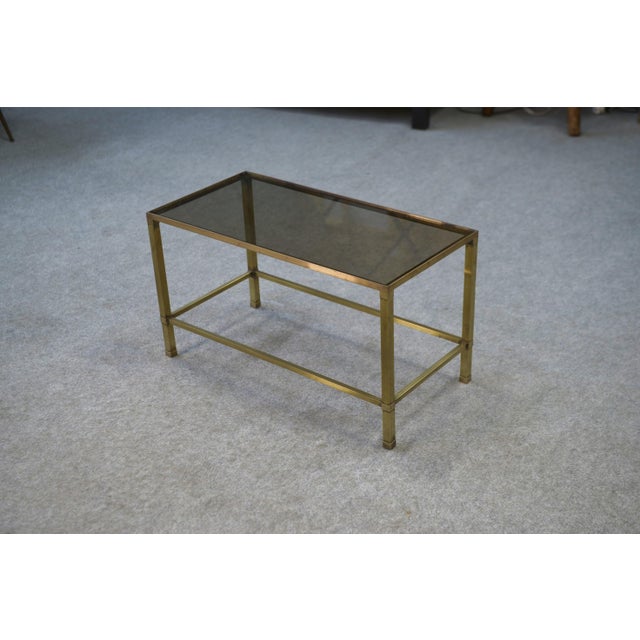 Metal Brass and Smoked Glass Coffee Table, 1950s For Sale - Image 7 of 12