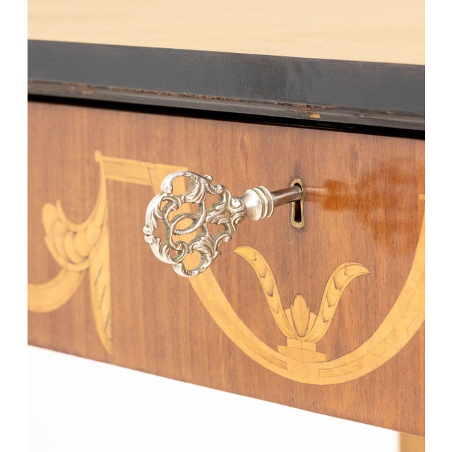Late 20th Century Neoclassical Style Marquetry Console Table For Sale - Image 5 of 9