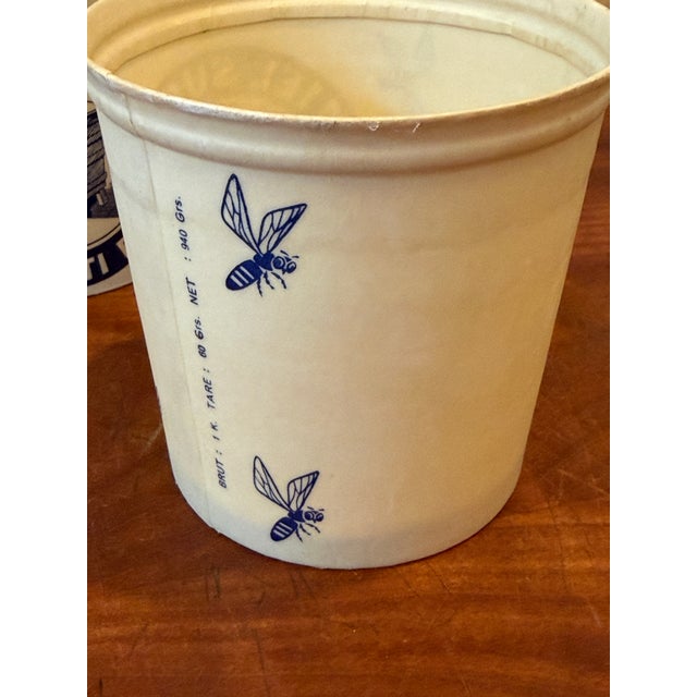 Paper 1970s French "Miel Surfin" Wax-Coated Honey Pots – Set of 4 – New Old Stock – Blue & Cream Beehive Containers For Sale - Image 7 of 13