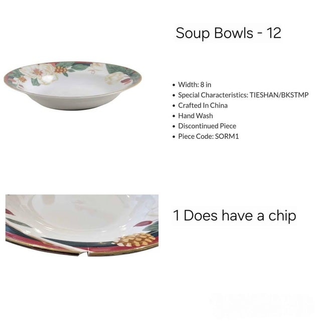 White Vintage Magnolia by Tienshan Dinnerware Set Fine China Set Service for 12 - 58 Piece For Sale - Image 8 of 10