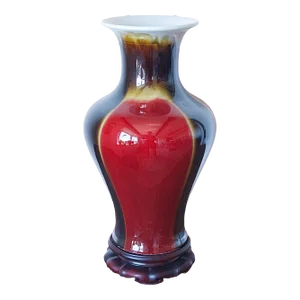 Mid-Century Antique Style Chinese Vase in Red Ox-Blood Flambe Glaze