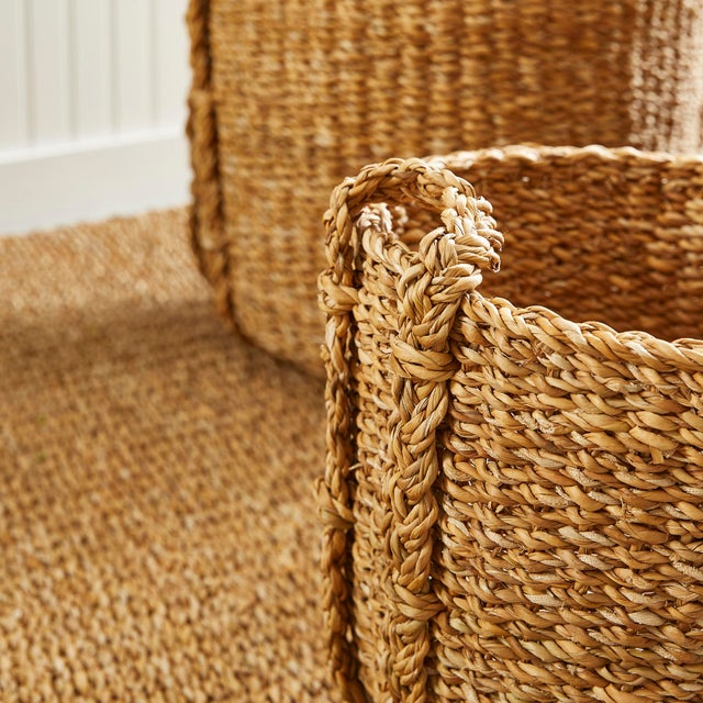 Textile Seagrass Round Drum Baskets, Set Of 3 For Sale - Image 7 of 8