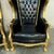 2010s Balloon Chair French Style Black Leather High-Back Canopy Lacquer Chair Set of 2 For Sale - Image 5 of 9