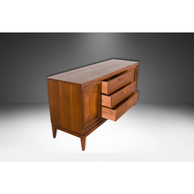 1960s Mid Century Walnut Credenza Dresser Bassett For Sale - Image 5 of 13